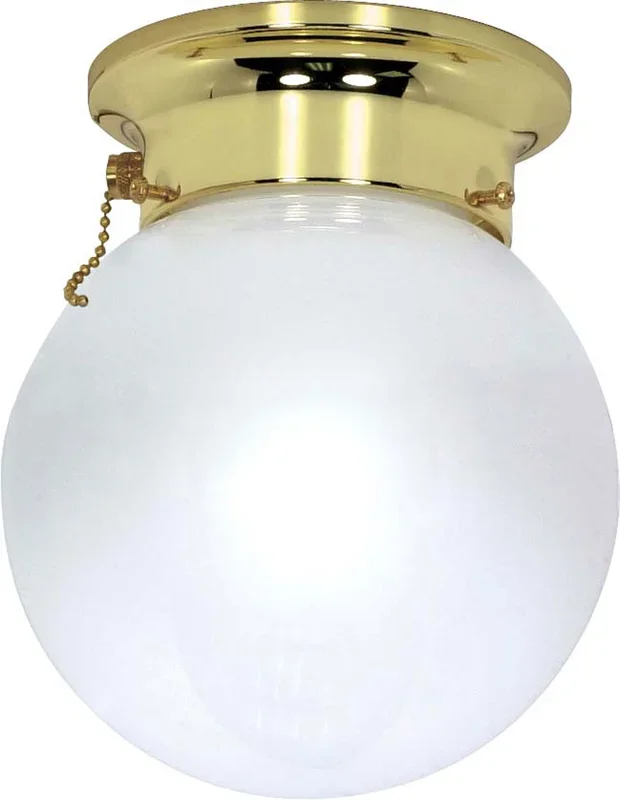Nuvo Lighting – 60-295 – One Light Flush Mount – 8 White Ball – Polished Brass – 60295
