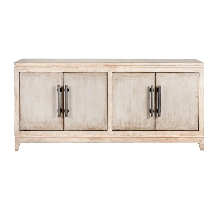 Orla Sideboard Buffet Cabinet, 4 Doors, Washed White Reclaimed Wood