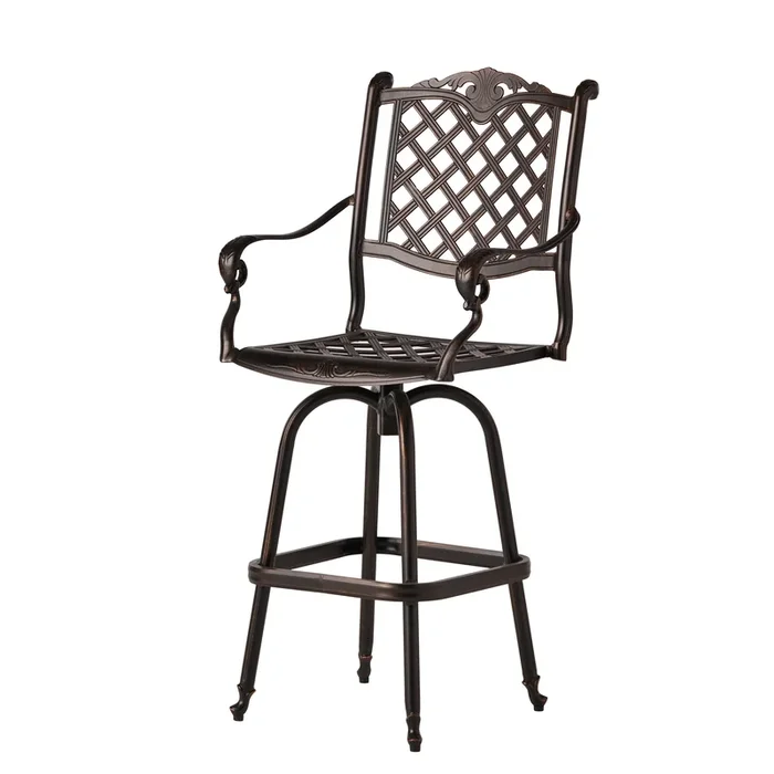 Outdoor Barstool Chair, Swivel Function, Coppertone Aluminium Finish