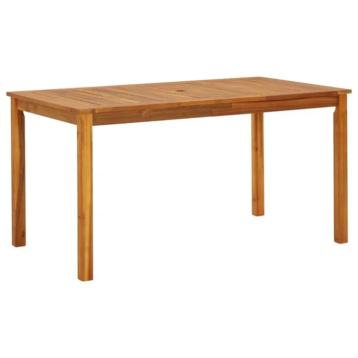 Outdoor Dining Table, 55 Inch Rectangular, Natural Brown Acacia Wood – Benzara