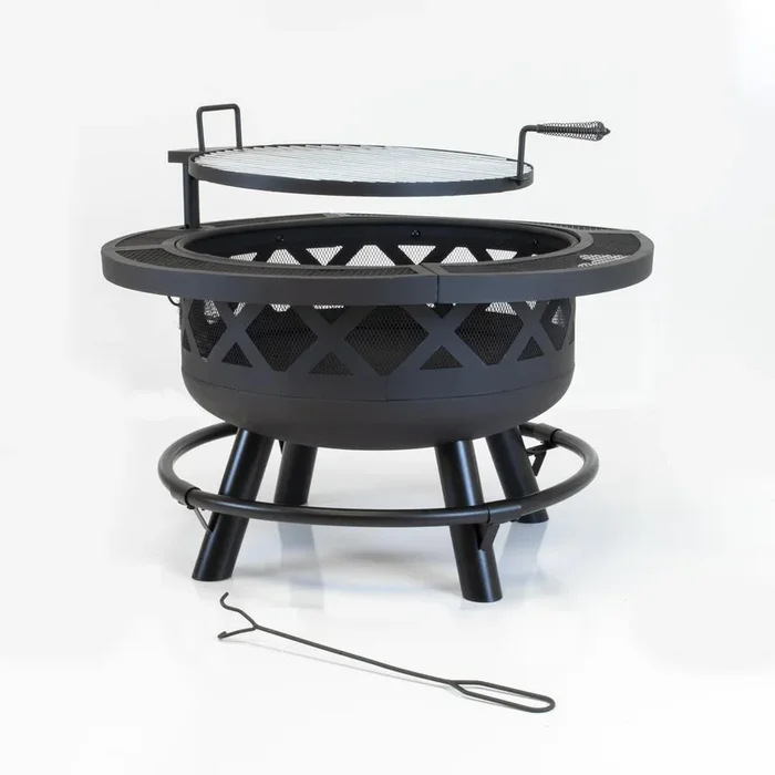 Outdoor Leisure 32″ Roundup Fire Pit with adjustable 20 inch cooking shelf