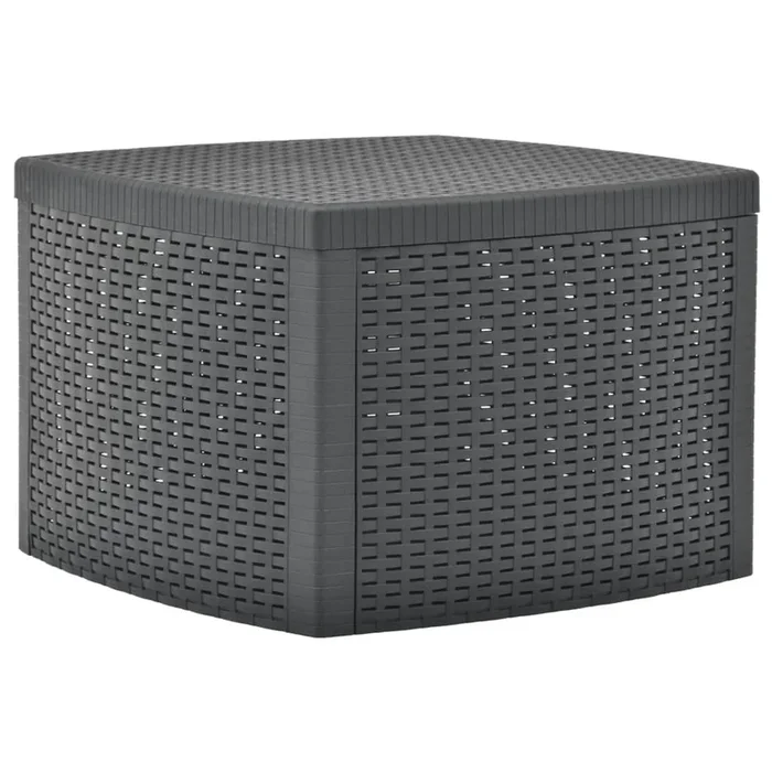 Outdoor Side End Table, 21 Inch Square Rattan Design, Anthracite Gray – Benzara