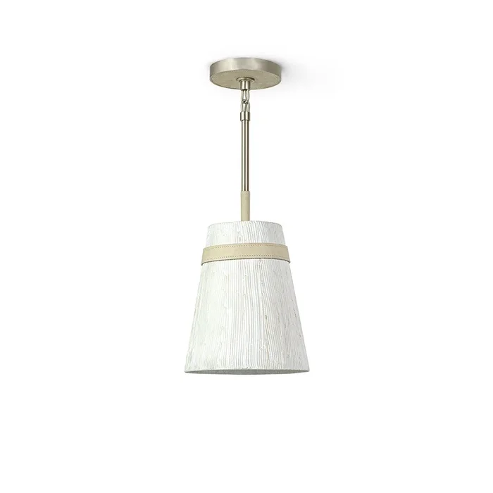 Palecek – 2243-79 – One Light Pendant – Althea – Pewter / Beige Leather – 224379