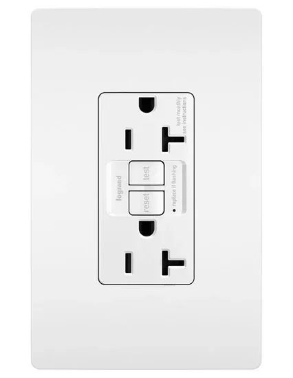 Pass and Seymour Radiant Self-Test Tamper-Resistant Appliance GFCI Outlet 20A 125V White (2097TRAPLW)