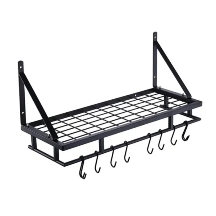Premium Stainless Steel Wall Mounted Pot Rack with 10 Hooks for Kitchen Use
