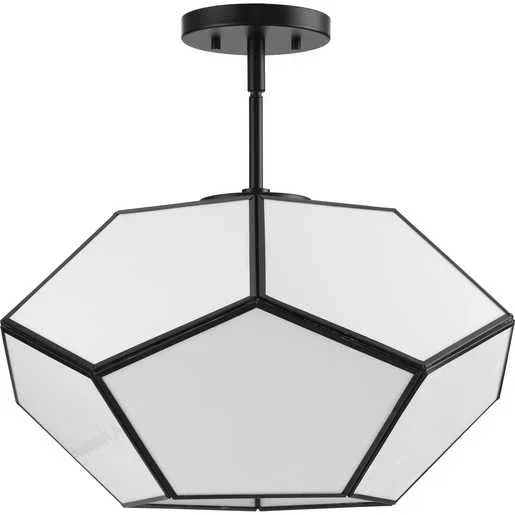 Progress Lighting Latham Collection Three-Light Semi Flush Convertible Close-To-Ceiling Fixture Matte Black (P350261-31M)