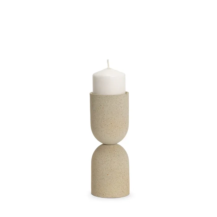 Qamra Short Beige Candle Holder