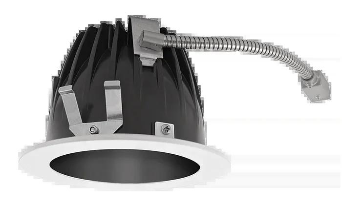 RAB LED Trim MOD 6 Inch Round 50 Degree 3500K 90 CRI Black Cone White Ring (NDLED6RD-50YNHC-B-W)