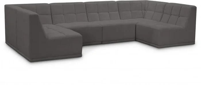 Relax 128 ” Velvet Upholstered 6pc. Modular Sectional