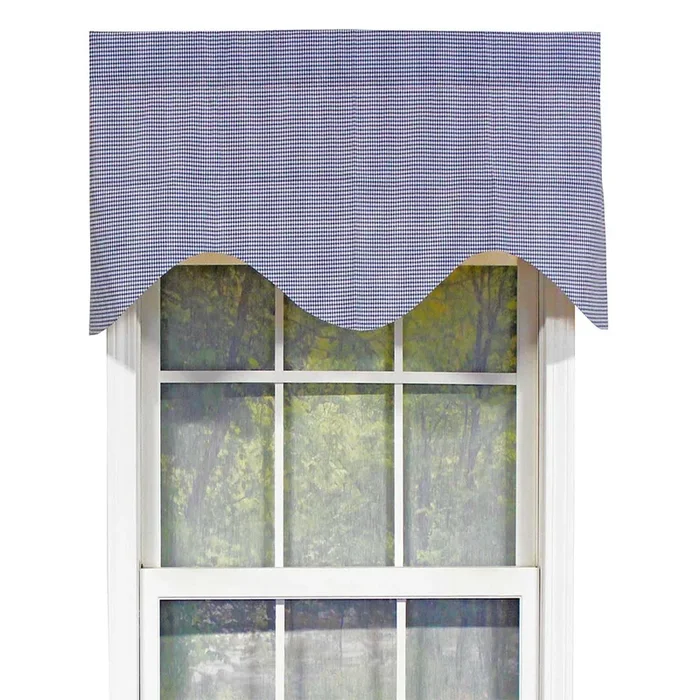 RLF Home Cornice Stylish Classic Small Check Croswell Window Valance 3″ Rod Pocket 50″ X 17″ Blue