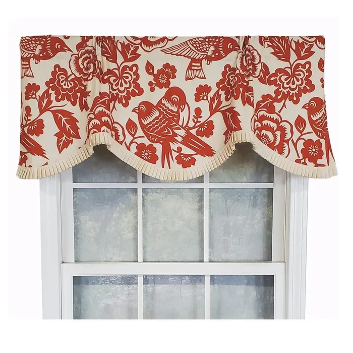 RLF Home Modern Design Classic Lovebird Cornice Style Window Valance 50″ x 17″ Orange