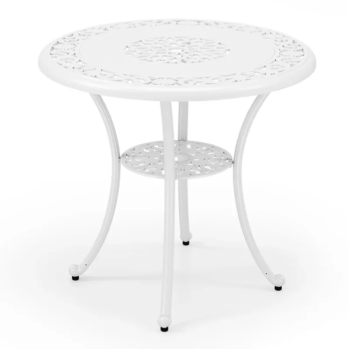 Round Patio Dining Table for 4 Cast Aluminum with Umbrella Hole