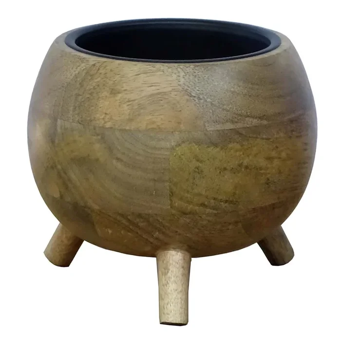 Round Wood Candle Holder, 4″