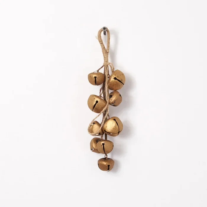 Rustic Bronze Jingle Bell Bunch Hanging Mini Swag Holiday Christmas Ornament – 8″