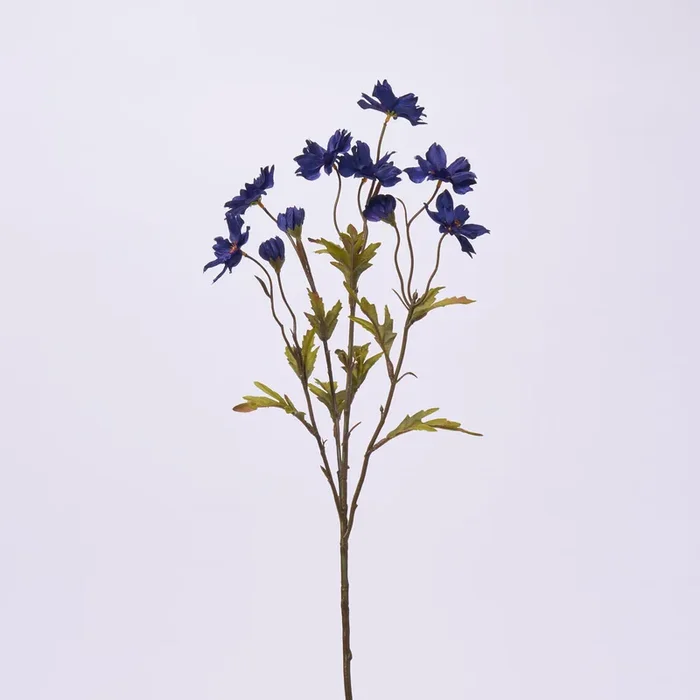 Sapphire Blue Silk Cosmos Branch Single Stem Faux Floral Spray – 28″