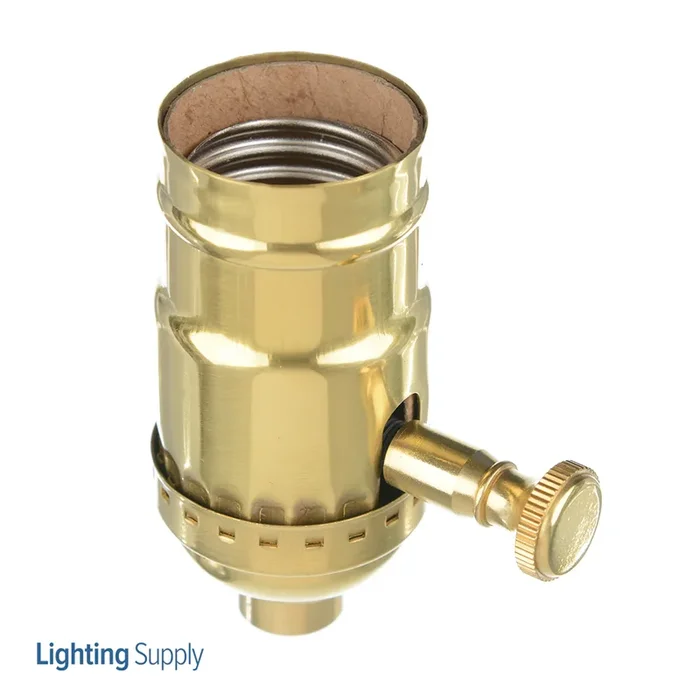 SATCO/NUVO 150W Full Range Turn Knob Dimmer Socket 1/8 IPS 3 Piece Stamped Solid Brass Polished Brass Finish 120V (80-1042)