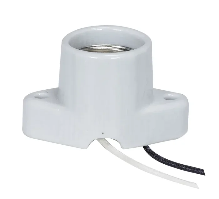 SATCO/NUVO Keyless Porcelain Recessed Socket With Pre-Wired 2 Inch Center And With Wireway 4 Inch Leads Glazed 660W 250V (80-2239)