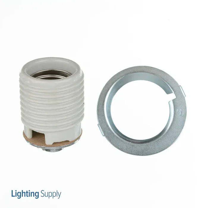 SATCO/NUVO Keyless Threaded Porcelain Socket With Cap And Ring 1/8 IPS CSSNP Screw Shell Glazed 660W 250V 100/10 Master (90-1074)