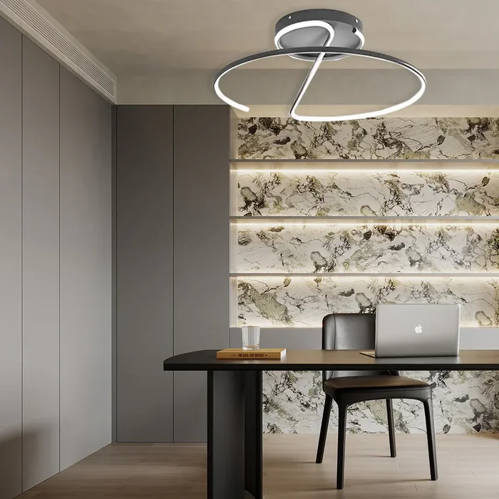 Semi Circle Streamlined Metal Dimmable LED Modern Ceiling Light Fixture