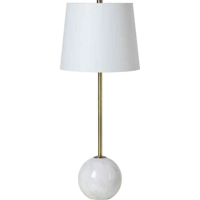Set of 2 Marble Finish Classical Table Lamp with Natural White Tapered Shade 27″