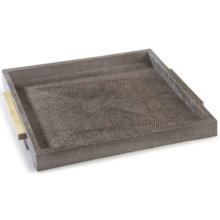 Shagreen Square Boutique Tray, Vintage Brown