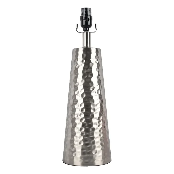 Silver Hammered Metal Table Lamp Base, 19″