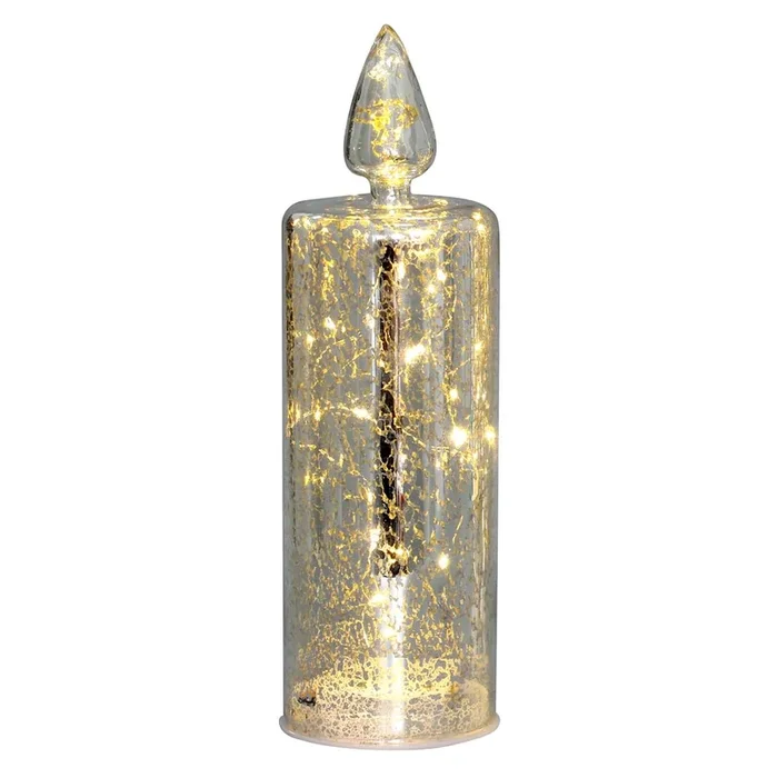Silver String LED Candle, 10″
