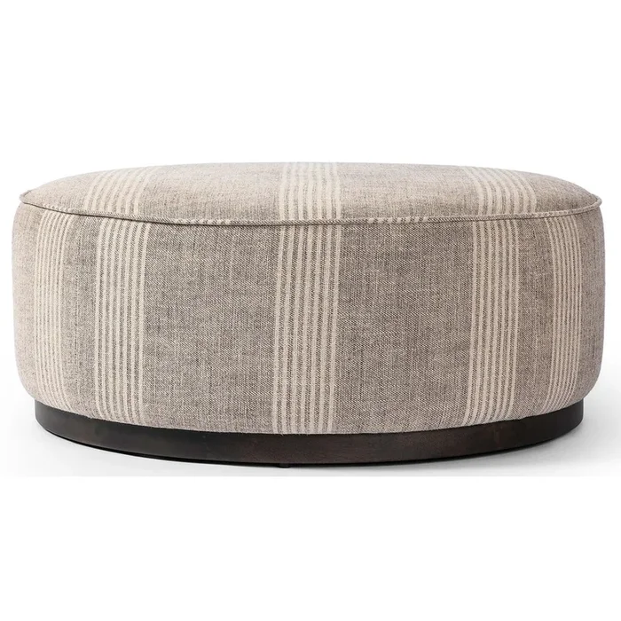 Sinclair Large Round Ottoman, Manchester Flint by Four Hands