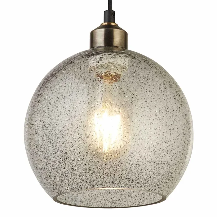 Smoke Seeded Gold Pendant Light, 7″