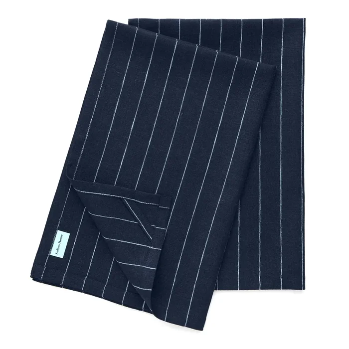 Solino Home 100% Pure Linen Kitchen Towels 17 x 26 Inch Set of 2 – Pinstripe