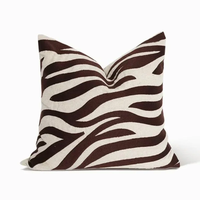 Square Cotton Linen Zebra Pattern Pillow Cushion Cover