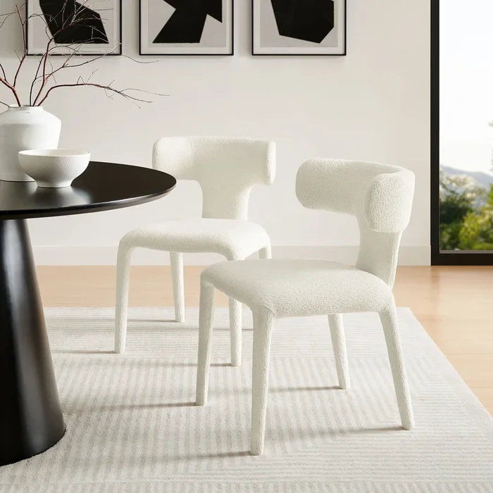 Stellan Curved Back Boucle Upholstered Dining Chair by Modway