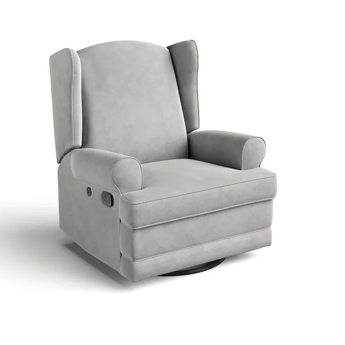 Storkcraft Serenity Wingback Upholstered Recliner Glider – Steel