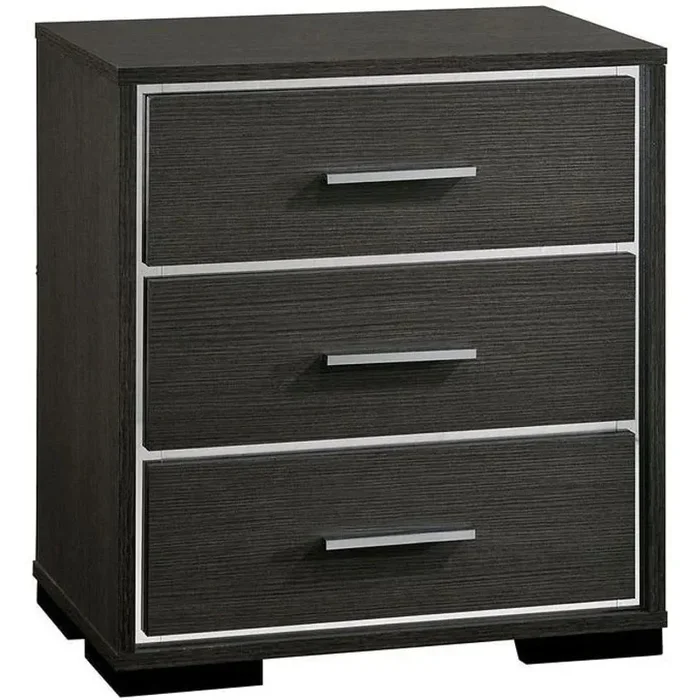 Streamdale Modern Nightstand with Chrome Trim