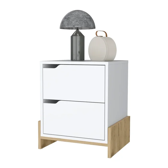 Streamdale Ralston 2-Drawer Nightstand In White And Macadamia