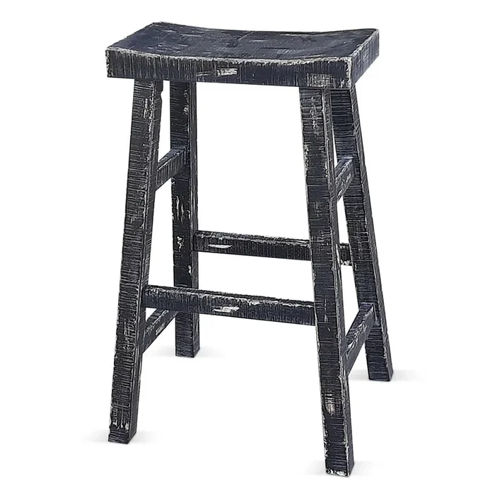 Sunny Designs Black Sand Bar Saddle Seat Stool, Wood Seat