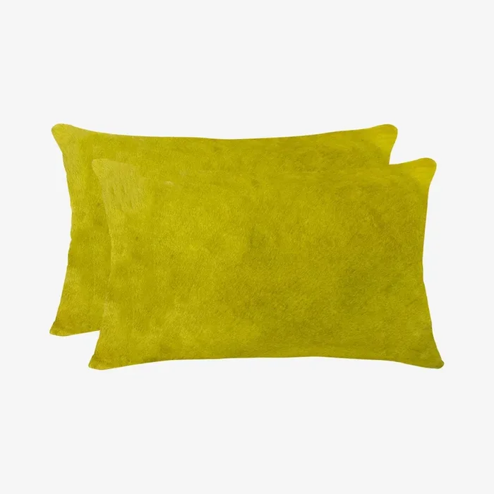 Torino Cowhide Pillows – Yellow – Set of 2 by Natural