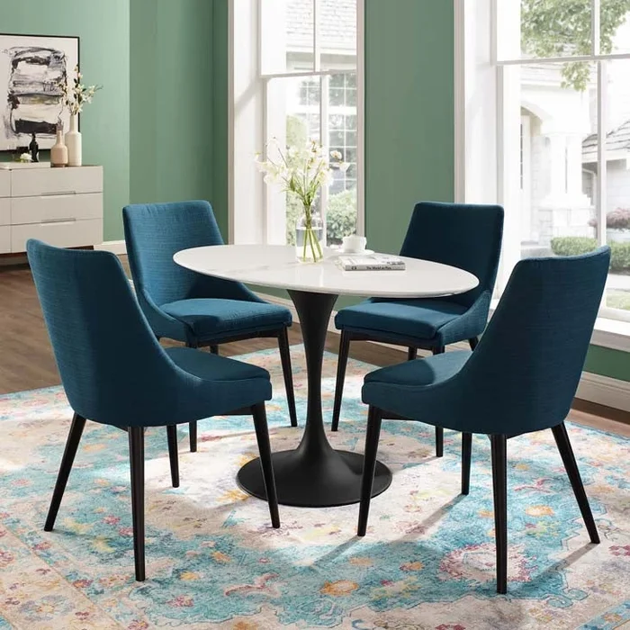 Tulip Style 48 ” Oval Wood Top Dining Table in Black White