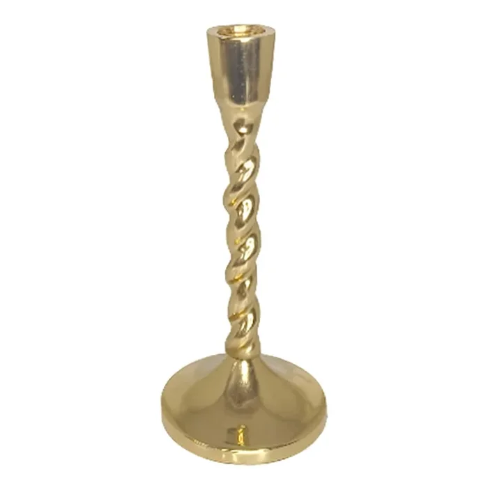 Twisted Gold Taper Candle Holder, 8″