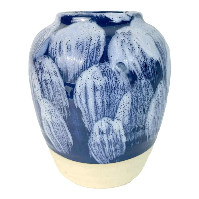 Ty Pennington Blue Splash Ceramic Vase, 6.5″