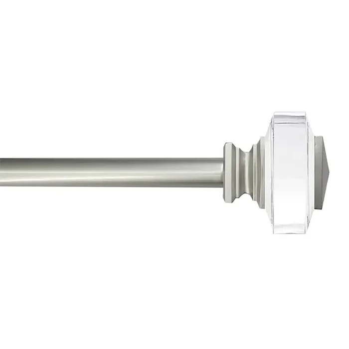 Tyson 3/4″ Clear & Nickel Square Curtain Rod, 84-120″