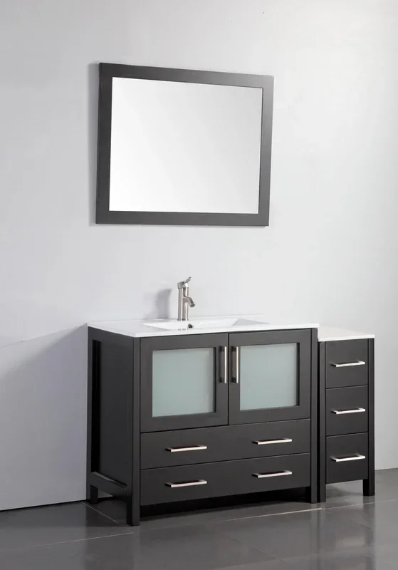 Vanity Art 48 in. Single Sink Vanity Cabinet (Wide) with Ceramic Sink & Mirror – Espresso, VA3036-48E