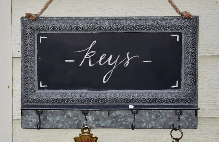 Vintage Framed Chalkboard with Hooks | Antique Treasures – Decor Steals