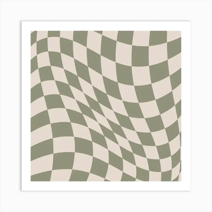 Warped Checker Beige Cream Square Art Print by Jodi Feddon