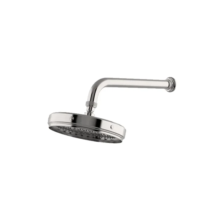 Waterworks R.W. Atlas 8 1/2 ” Shower Head, Arm and Flange with Fixed Spray in Dark Nickel