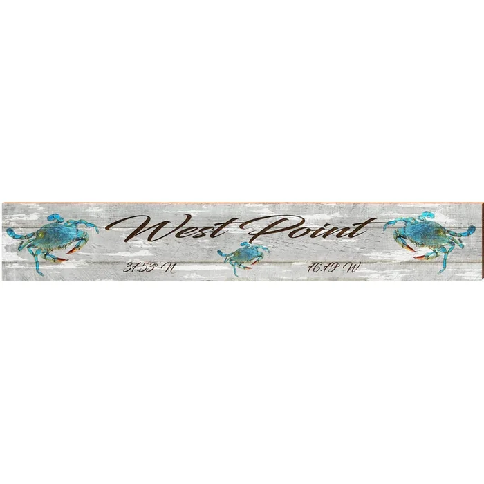 West Point Triple Blue Crab Latitude Longitude | Wall Art Print on Real Wood