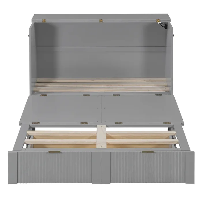 Whisen Clever Design Full Size Murphy Bed, Folded into a Cabinet with Drawer and USB Ports