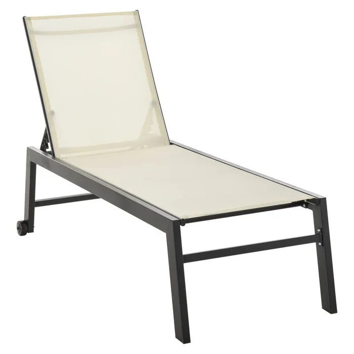 White Outdoor Recliner: Wooden Chaise Lounge with Adjustable Back