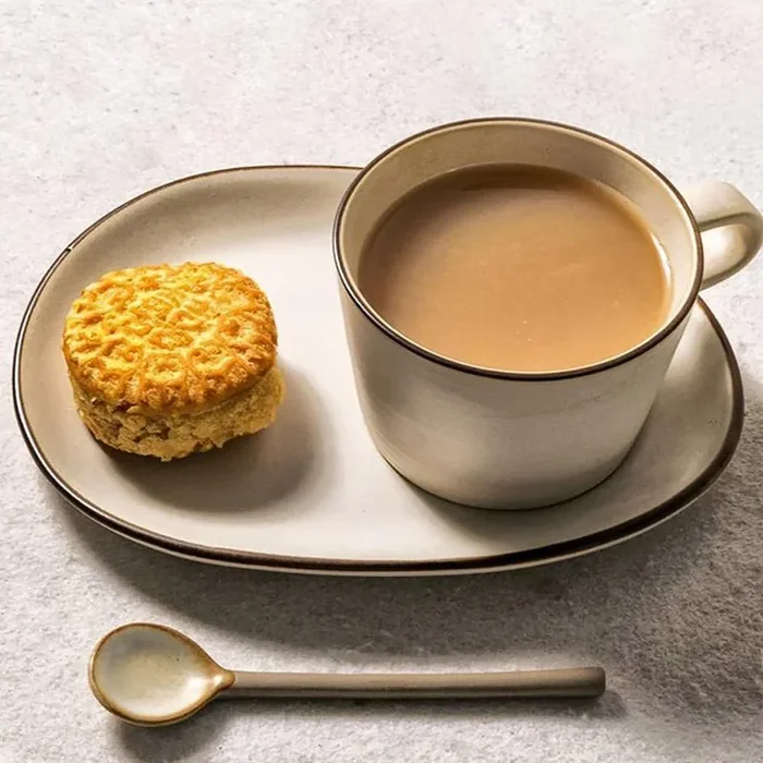 White Stoneware Mug Coffee Cup Teacup with Oval Rectangle Saucer