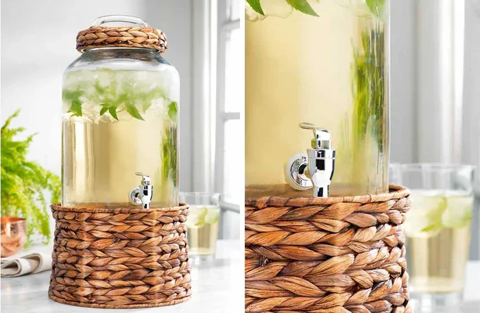 Wicker and Glass Cold Drink Dispenser – Decor Steals